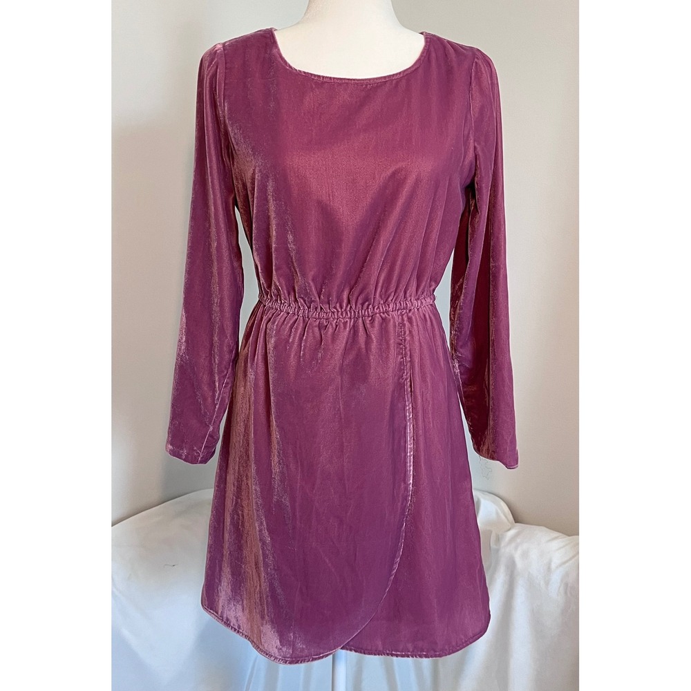 J.Crew Velvet Tulip Mini Dress Women 2 Pink Orchid Long Sleeve Holiday Party